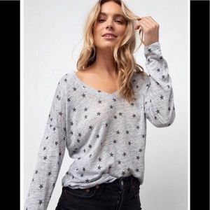 Rails Sami Grey Stars Print Linen Blend Top